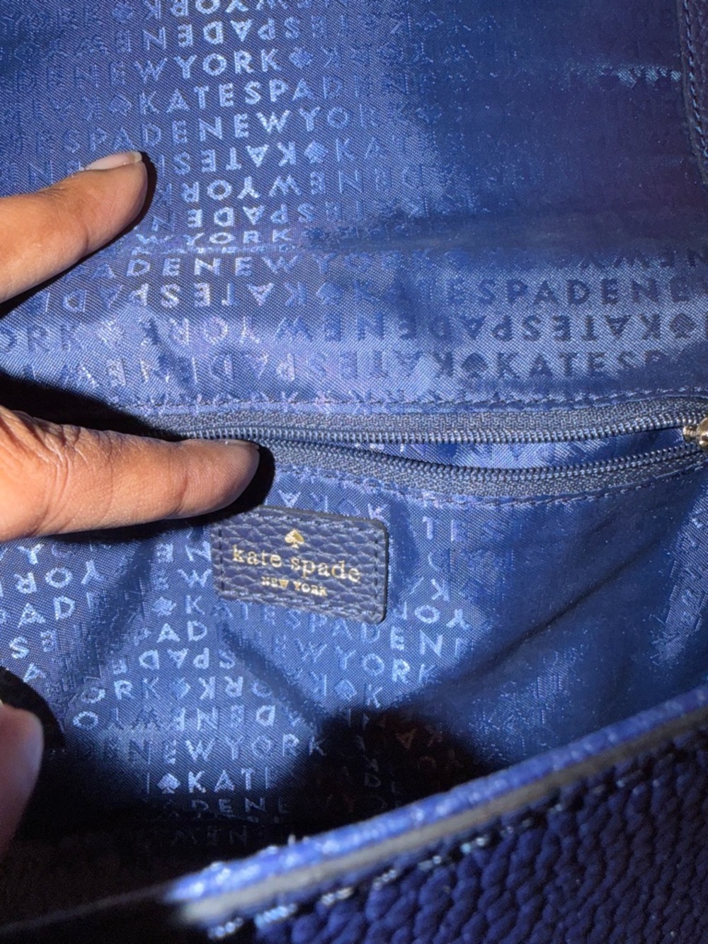 kate spade pebbled navy leather crossbody with bow detail - Picture 8 of 16